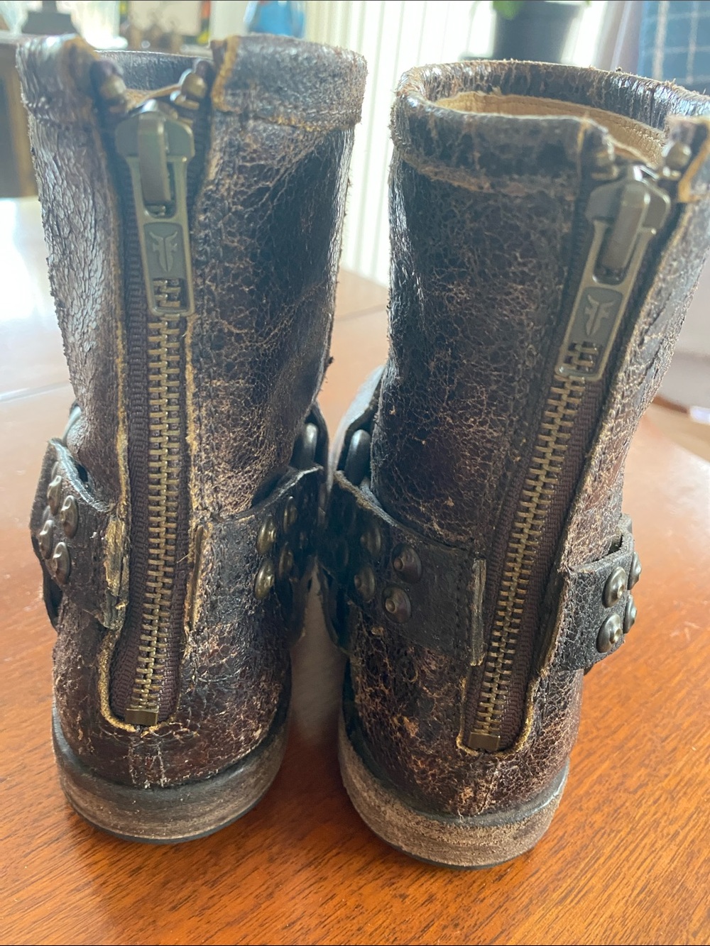FRYE Studded Brown Leather Ankle Boots - Picture 7 of 11
